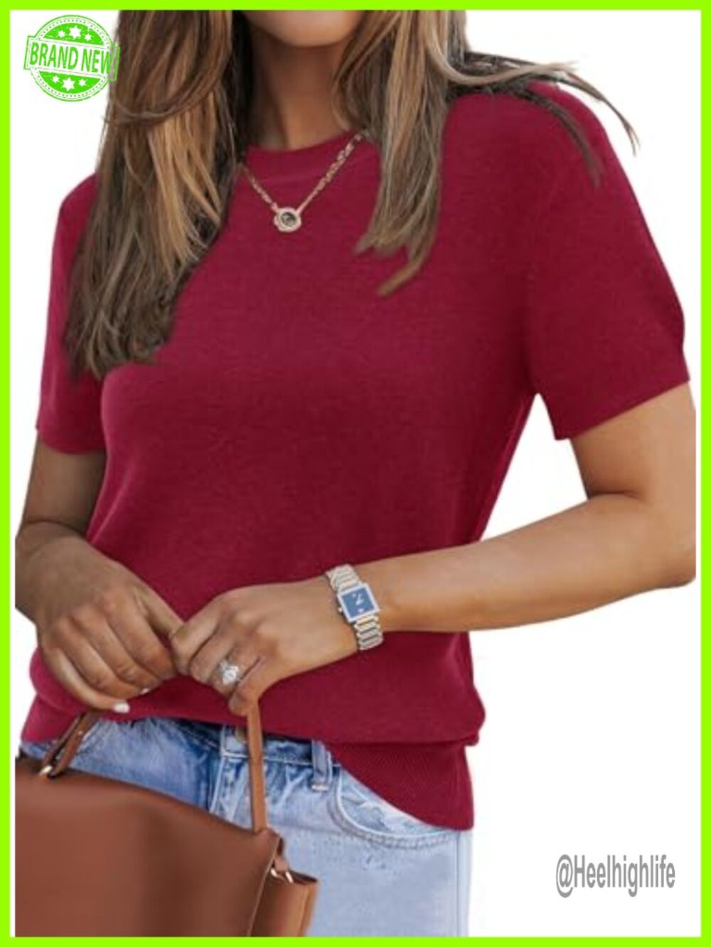 Women's Wool Blend Short Sleeve Pullover Sweater